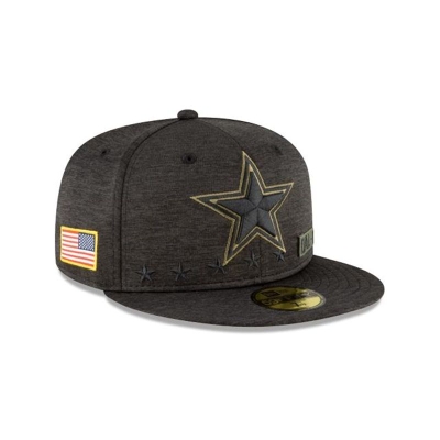 Black Dallas Cowboys Hat - New Era NFL Salute To Service 59FIFTY Fitted Caps USA9420176